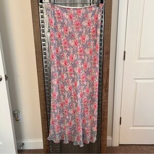 VINTAGE Jigsaw Pink and Gray Floral Maxi Skirt